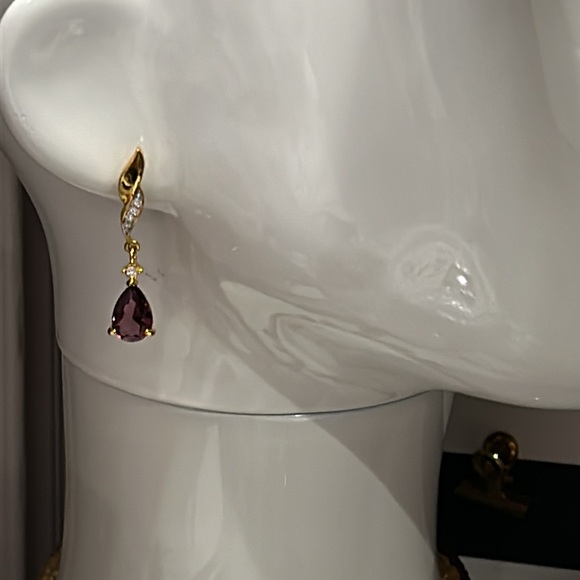 Amethyst Cubic Zirconia Twist Drop Earrings-Boutique - Picture 6 of 8